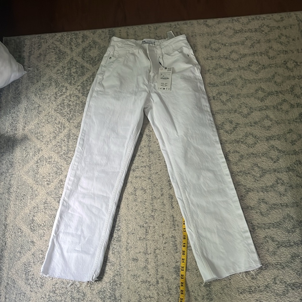 Zara Straight Fit White Jeans